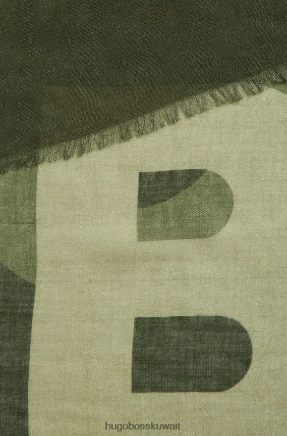 4TFNJN832 أخضر/أبيض Hugo Boss وشاح ج لوغانا 50469198 أخضر