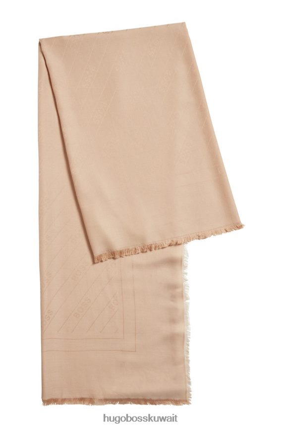 4TFNJN843 بيج/أسود Hugo Boss وشاح ليدونيا 50464170 بيج