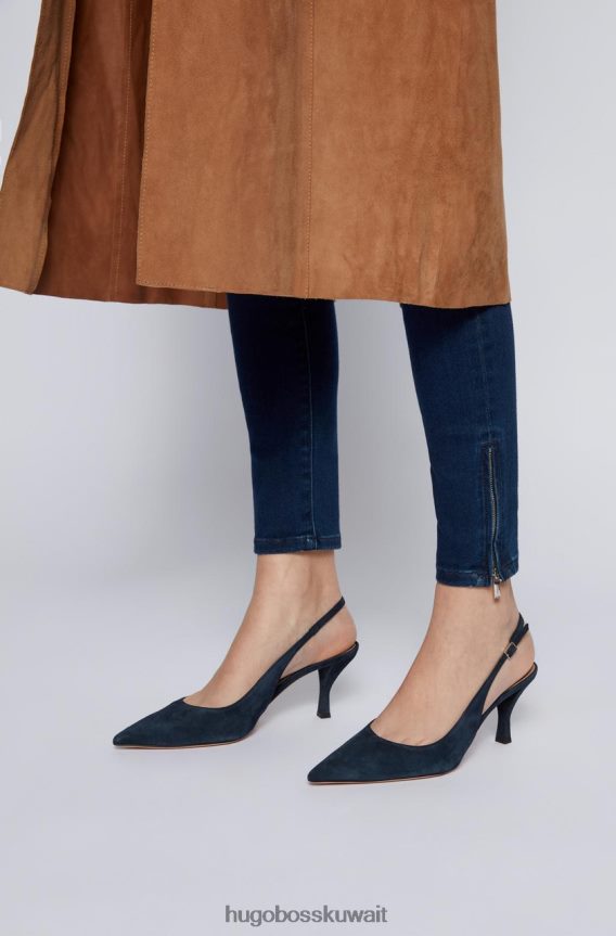 4TFNJN883 أزرق داكن/أخضر فاتح/بيج Hugo Boss كعب Slingback أوليفيا 50456221 أزرق داكن