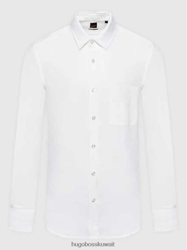 4TFNJN90 أبيض / كحلي Hugo Boss قميص كتان l/s relegant 50467317 أبيض