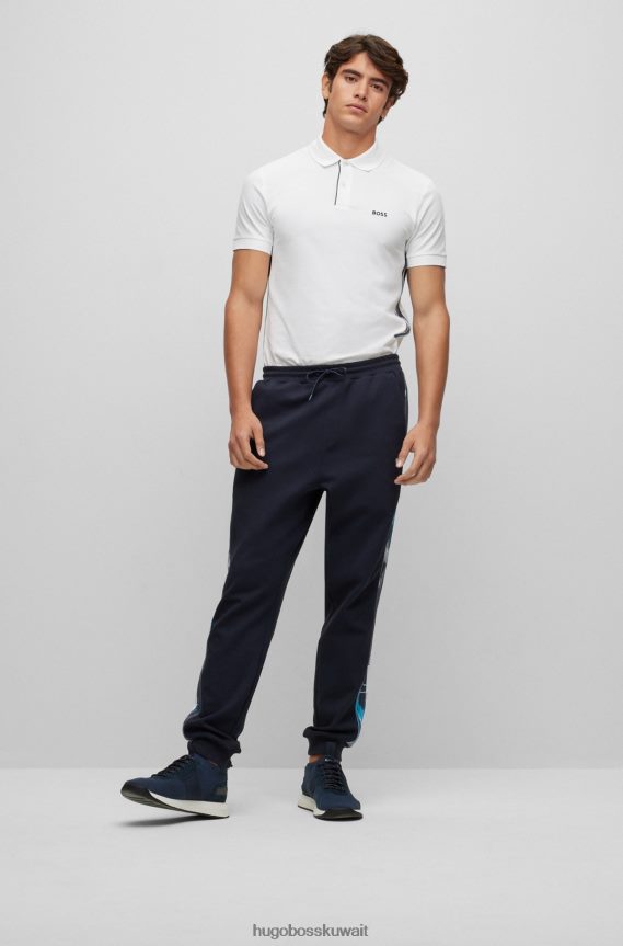 4TFNJN912 أبيض Hugo Boss قميص بولو أبيض من Hugo مصنوع من القطن المطاطي بقصة ضيقة مع شريط داخلي