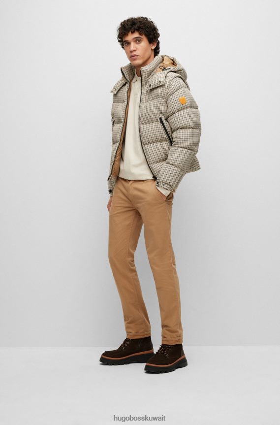 4TFNJN919 أبيض Hugo Boss قميص بولو هوغو أبيض مريح بأكمام طويلة من قماش الجاكار القطني