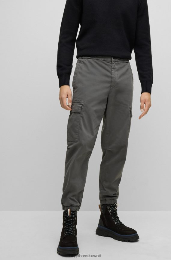 4TFNJN950 الرمادي الداكن Hugo Boss بنطلون Hugo مريح من القطن المطاطي باللون الرمادي الداكن