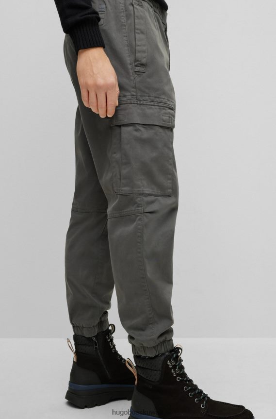 4TFNJN950 الرمادي الداكن Hugo Boss بنطلون Hugo مريح من القطن المطاطي باللون الرمادي الداكن