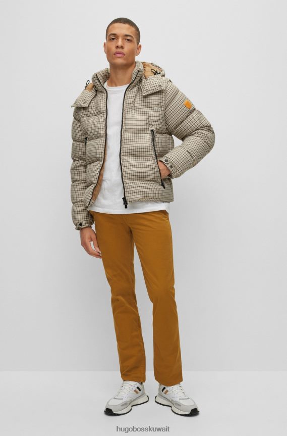 4TFNJN958 اللون البيج Hugo Boss بنطلون بيج بقصّة ضيّقة من هوغو الساتان القطني المطاطي