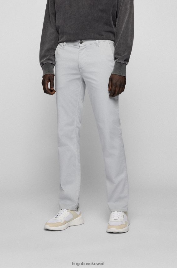 4TFNJN962 رمادي فاتح Hugo Boss بنطال Hugo بقصة ضيقة من القطن الساتان باللون الرمادي الفاتح