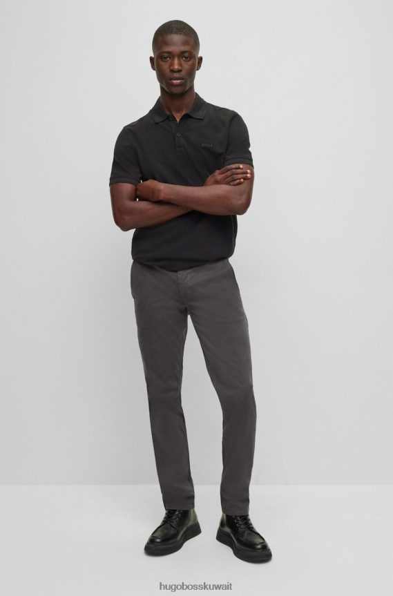 4TFNJN964 الرمادي الداكن Hugo Boss بنطلون رمادي داكن بقصة ضيقة مصنوع من الساتان القطني المطاطي