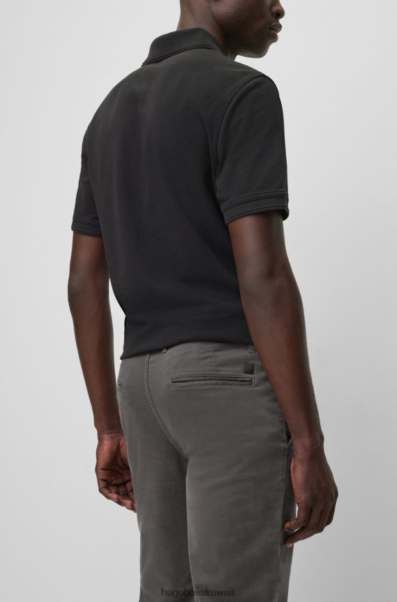 4TFNJN964 الرمادي الداكن Hugo Boss بنطلون رمادي داكن بقصة ضيقة مصنوع من الساتان القطني المطاطي