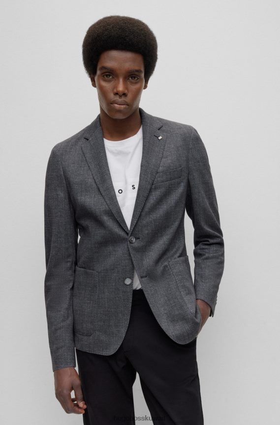 4TFNJN967 رمادي Hugo Boss سترة Hugo باللون الرمادي النحيف مصنوعة من جيرسي مطاطي بنمط صغير