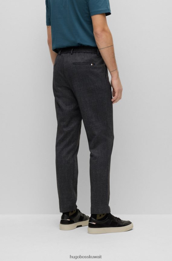 4TFNJN969 رمادي Hugo Boss بنطال بقصّة ضيّقة مصنوع من الجيرسيه المطاطي ذو الأنماط الدقيقة باللون الرمادي من Hugo