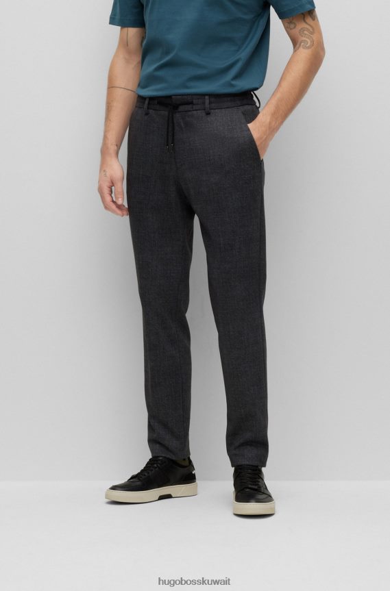 4TFNJN969 رمادي Hugo Boss بنطال بقصّة ضيّقة مصنوع من الجيرسيه المطاطي ذو الأنماط الدقيقة باللون الرمادي من Hugo