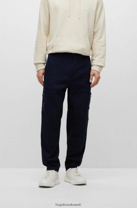 4TFNJN998 أزرق غامق Hugo Boss بنطلون Hugo مريح من القطن المرن باللون الأزرق الداكن